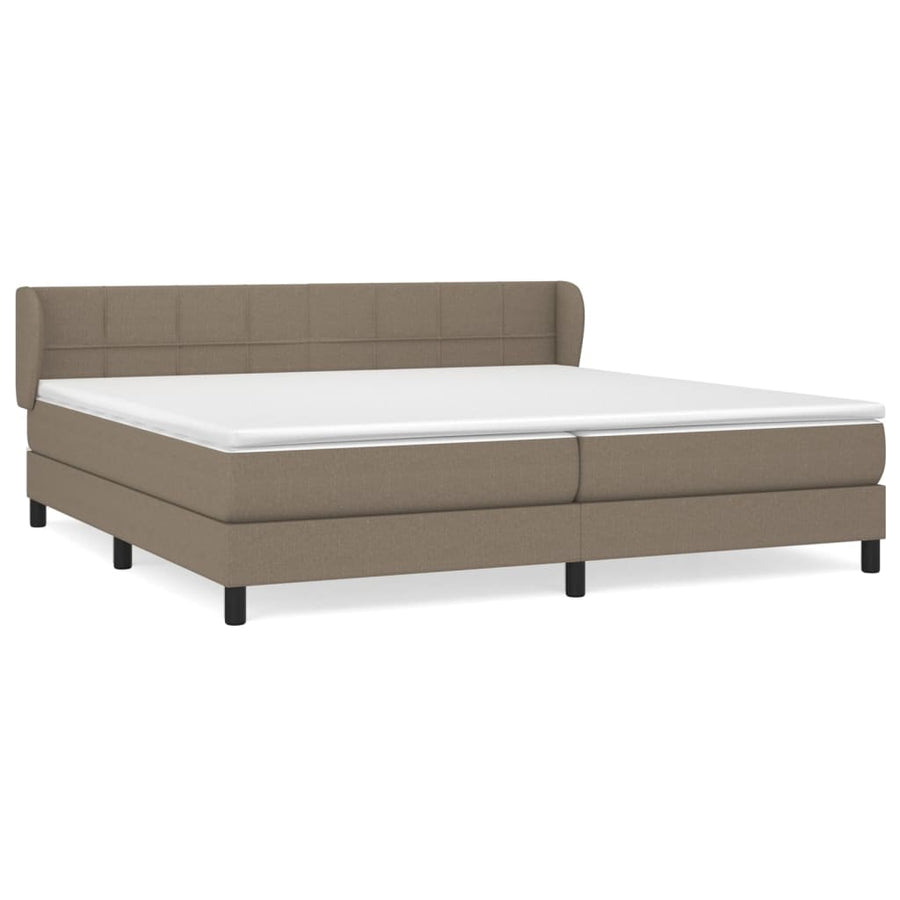 Boxspring Met Matras Stof Taupe 200 x 200 cm Blok met vierkanten