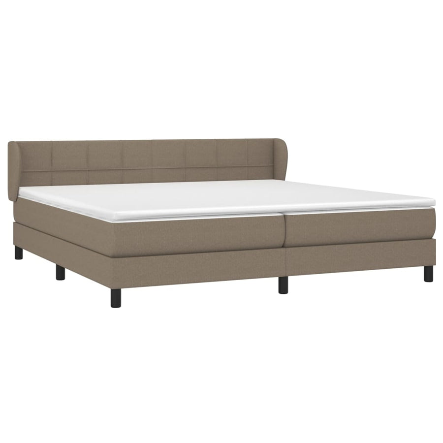 Boxspring Met Matras Stof Taupe 200 x 200 cm Blok met vierkanten