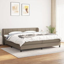 Boxspring Met Matras Stof Taupe 200 x 200 cm Blok met vierkanten