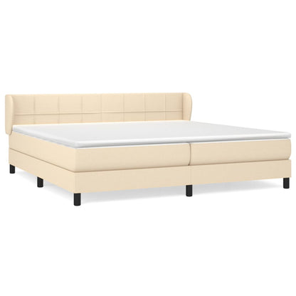 Boxspring met matras stof crèmekleurig 200x200 cm 200 x 200 cm Crème