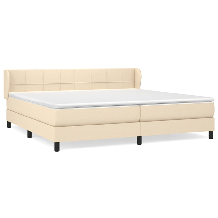Boxspring met matras stof crèmekleurig 200x200 cm 200 x 200 cm Crème