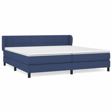 Boxspring Met Matras Stof Blauw 200 x 200 cm Blok met vierkanten