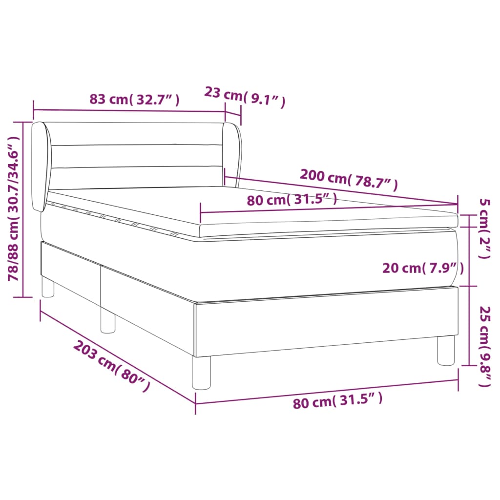 Boxspring met matras stof taupe 80x200 cm 80 x 200 cm Taupe