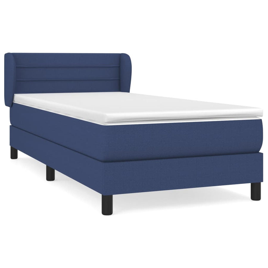 Boxspring Met Matras Stof Blauw 80 x 200 cm Horizontale strepen