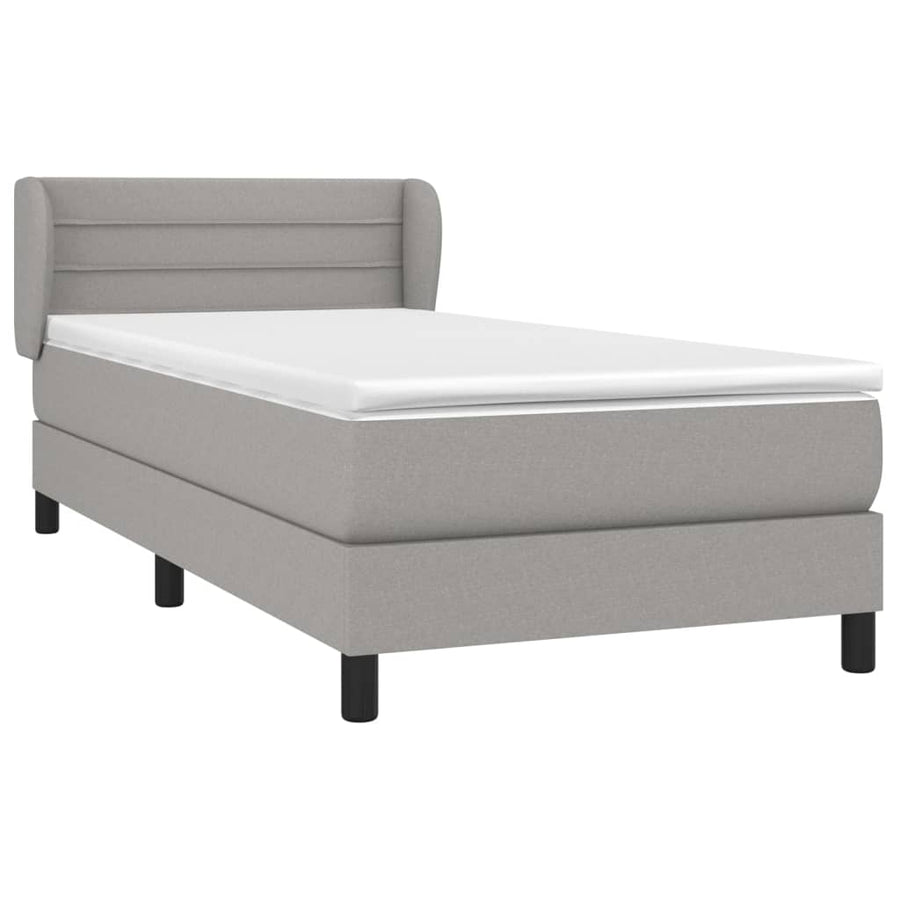 Boxspring Met Matras Stof Lichtgrijs 90 x 190 cm Horizontale strepen