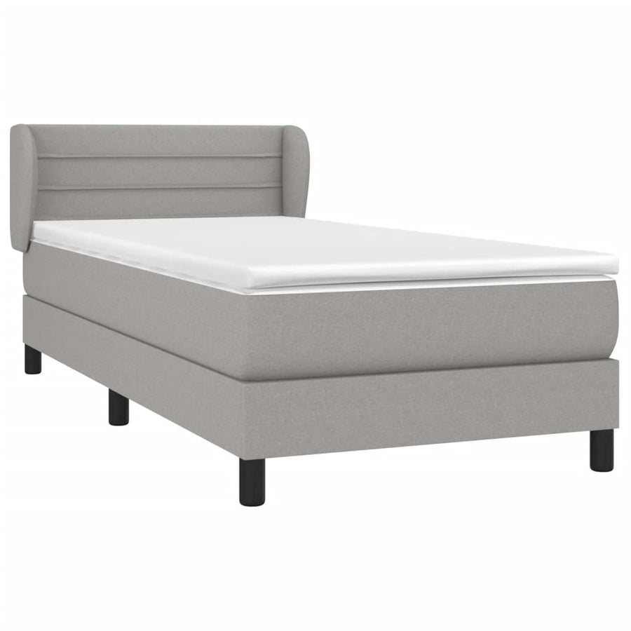 Boxspring Met Matras Stof Lichtgrijs 100 x 200 cm Horizontale strepen