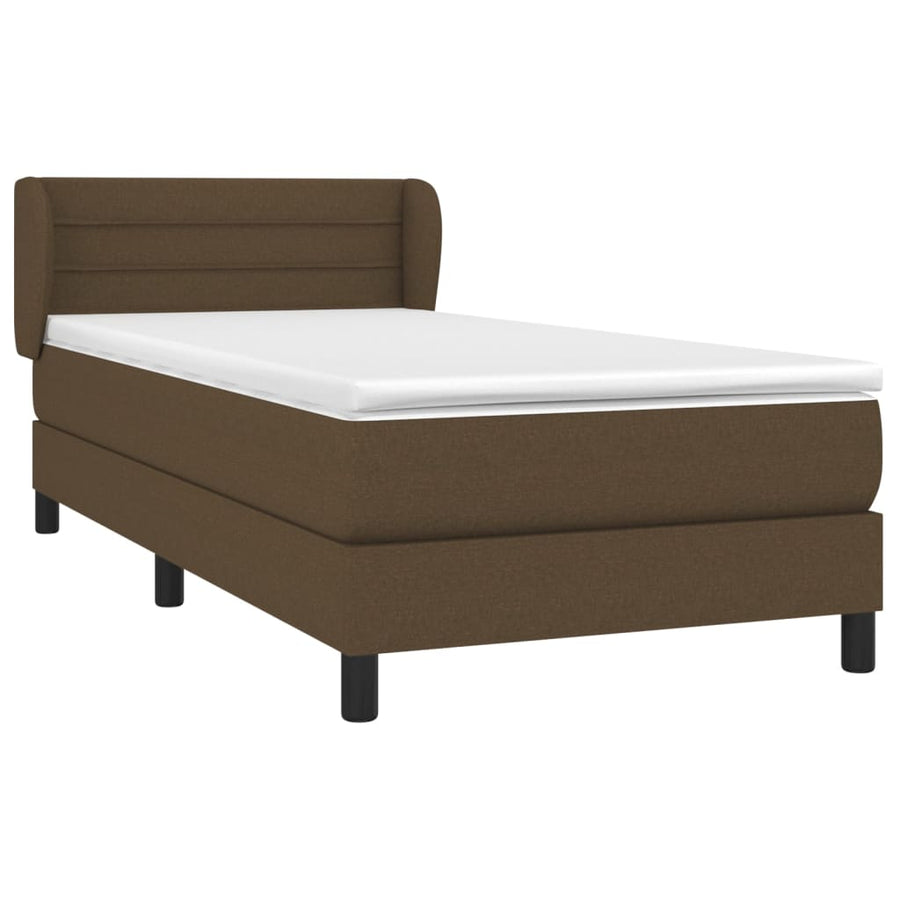 Boxspring Met Matras Stof Donkerbruin 100 x 200 cm Horizontale strepen