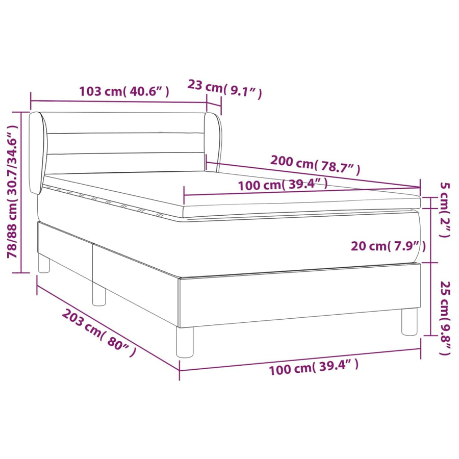 Boxspring met matras stof crèmekleurig 100x200 cm 100 x 200 cm Crème