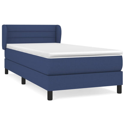 Boxspring Met Matras Stof Blauw 100 x 200 cm Horizontale strepen