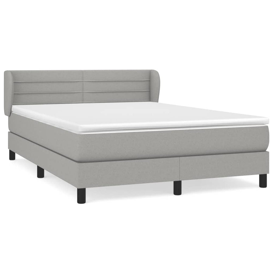 Boxspring Met Matras Stof Lichtgrijs 140 x 190 cm Horizontale strepen
