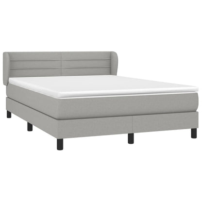 Boxspring Met Matras Stof Lichtgrijs 140 x 190 cm Horizontale strepen