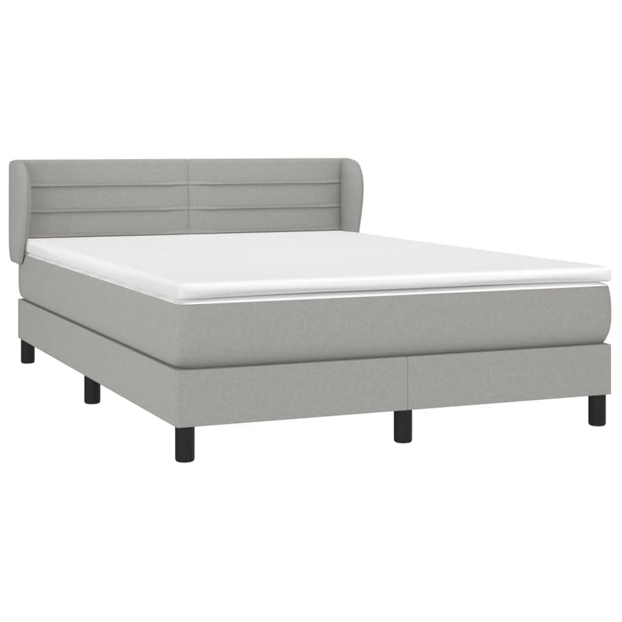 Boxspring Met Matras Stof Lichtgrijs 140 x 190 cm Horizontale strepen