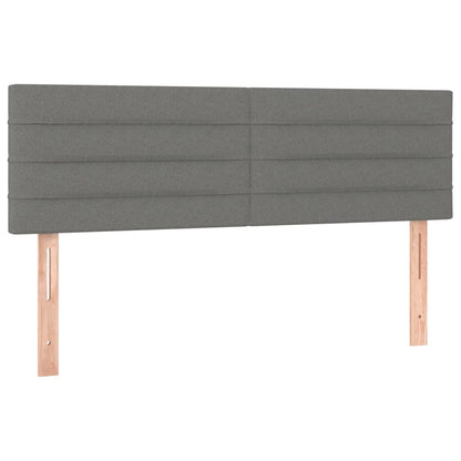 Boxspring Met Matras Stof Donkergrijs 140 x 190 cm Horizontale strepen