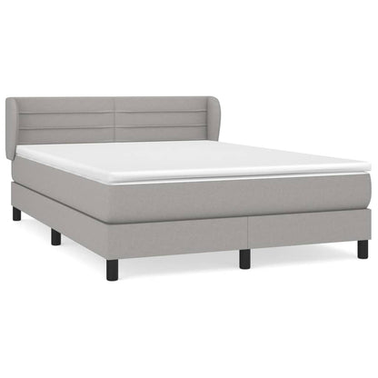 Boxspring Met Matras Stof Lichtgrijs 140 x 200 cm Horizontale strepen