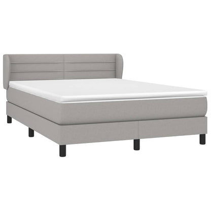 Boxspring Met Matras Stof Lichtgrijs 140 x 200 cm Horizontale strepen