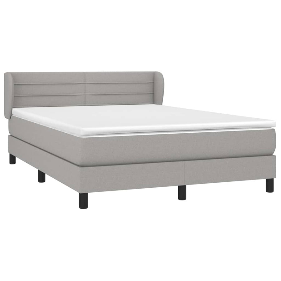 Boxspring Met Matras Stof Lichtgrijs 140 x 200 cm Horizontale strepen
