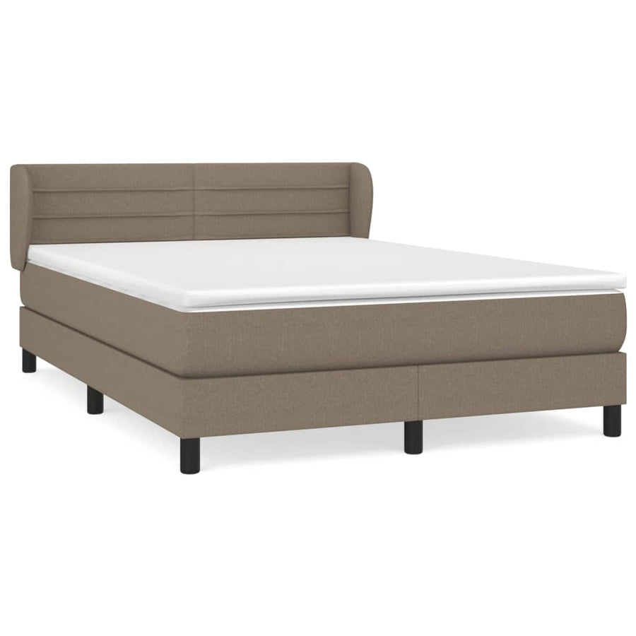 Boxspring met matras stof taupe 140x200 cm 140 x 200 cm Horizontale strepen