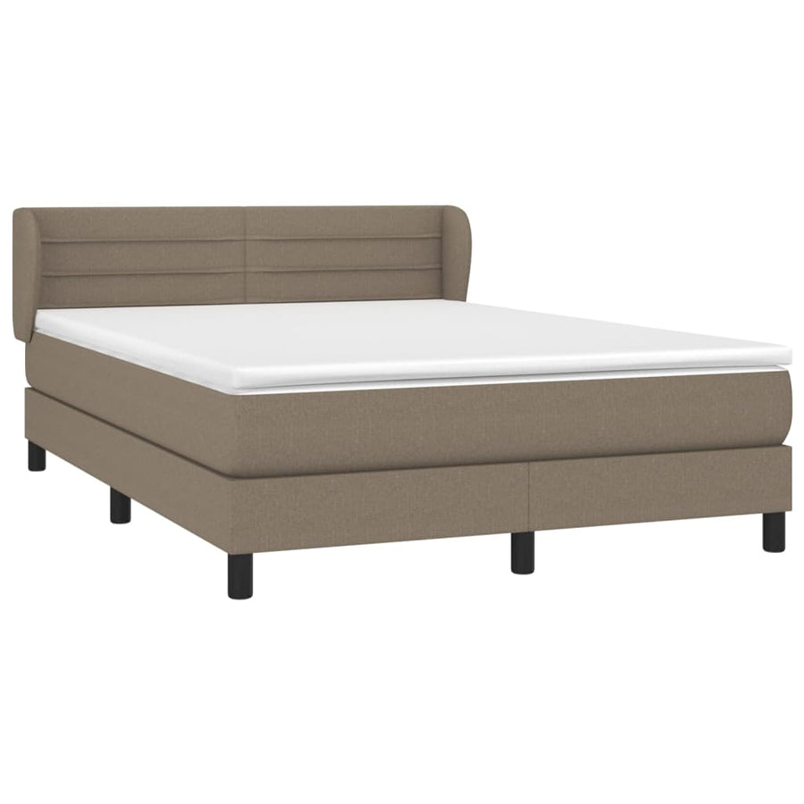 Boxspring met matras stof taupe 140x200 cm 140 x 200 cm Horizontale strepen