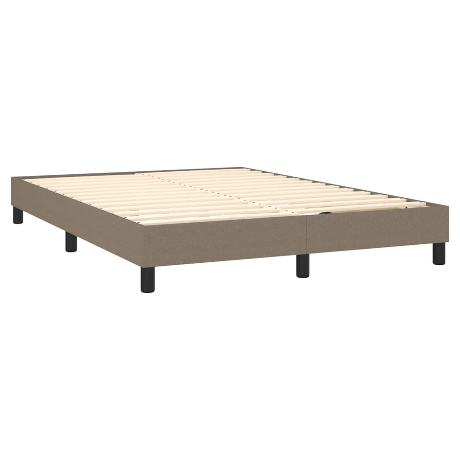 Boxspring met matras stof taupe 140x200 cm 140 x 200 cm Horizontale strepen