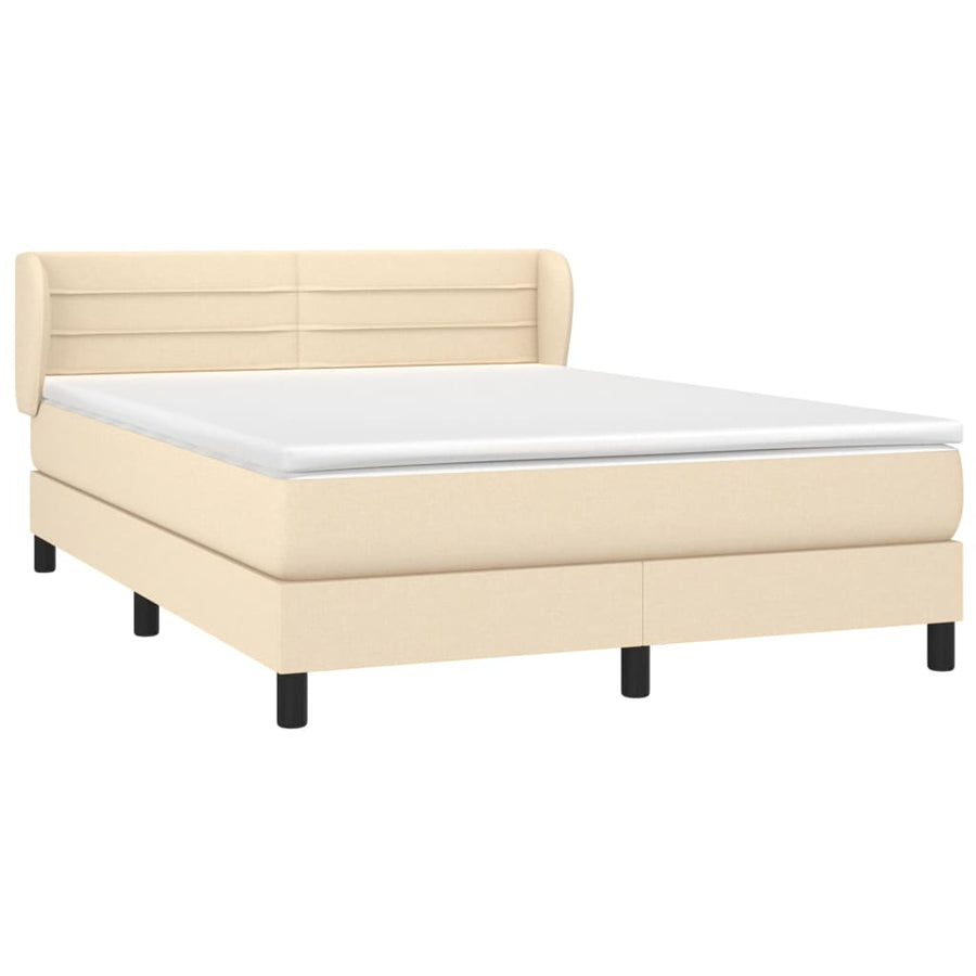 Boxspring met matras stof crèmekleurig 140x200 cm 140 x 200 cm Crème