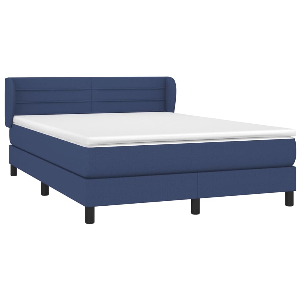 Boxspring Met Matras Stof Blauw 140 x 200 cm Horizontale strepen