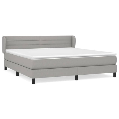 Boxspring Met Matras Stof Lichtgrijs 160 x 200 cm Horizontale strepen