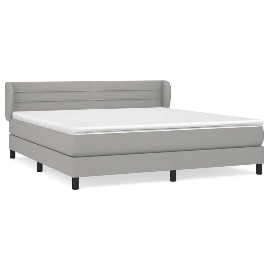 Boxspring Met Matras Stof Lichtgrijs 160 x 200 cm Horizontale strepen
