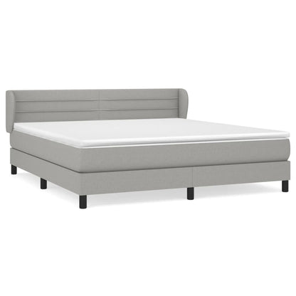 Boxspring Met Matras Stof Lichtgrijs 180 x 200 cm Horizontale strepen