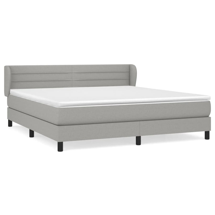 Boxspring Met Matras Stof Lichtgrijs 180 x 200 cm Horizontale strepen