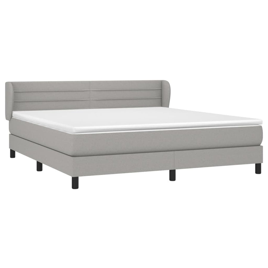 Boxspring Met Matras Stof Lichtgrijs 180 x 200 cm Horizontale strepen