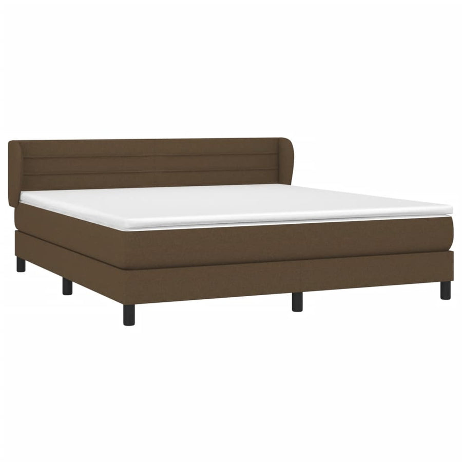 Boxspring Met Matras Stof Donkerbruin 180 x 200 cm Horizontale strepen
