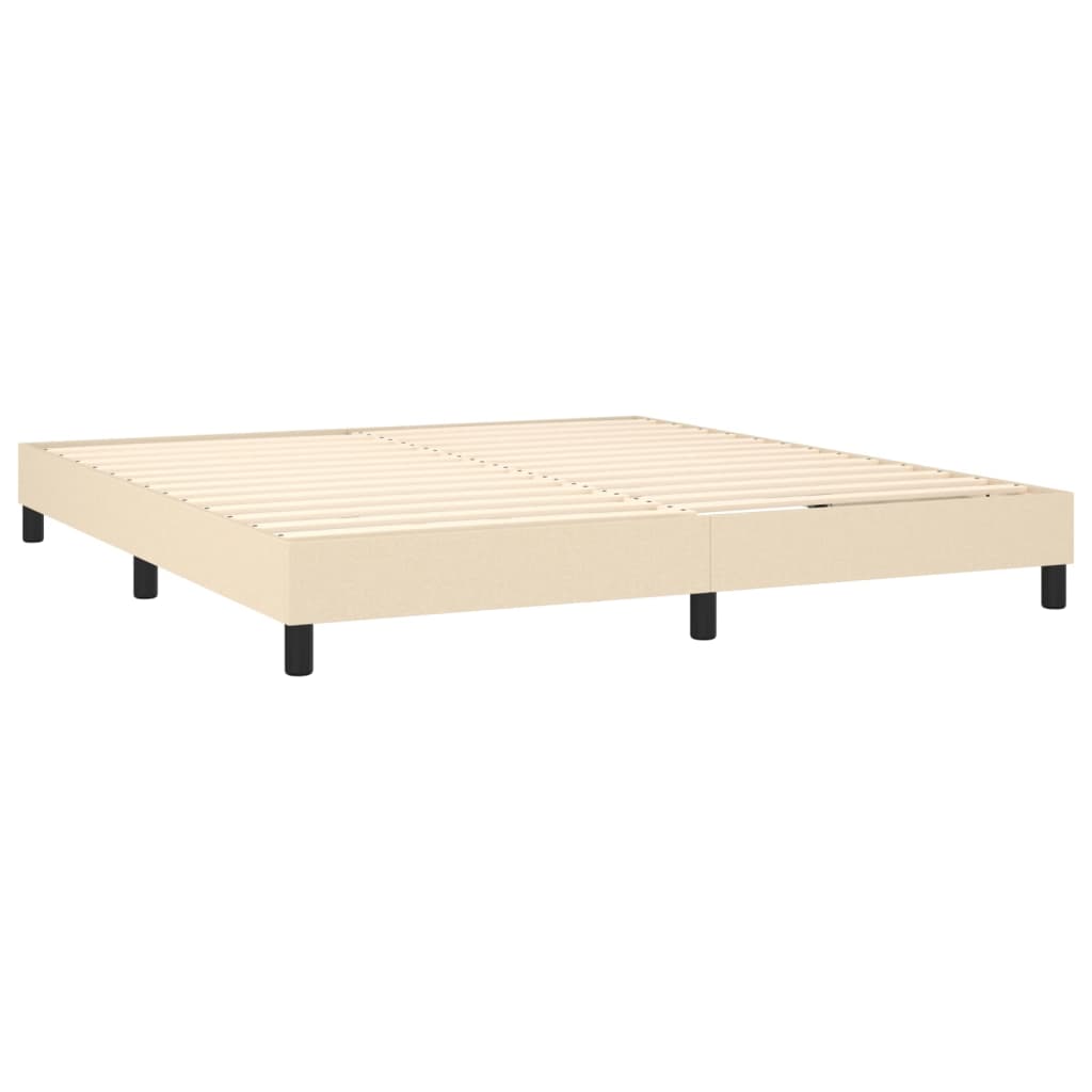 Boxspring Met Matras Stof Crèmekleurig 180X200 Cm 180 x 200 cm Horizontale strepen
