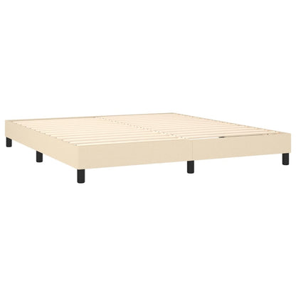 Boxspring Met Matras Stof Crèmekleurig 180X200 Cm 180 x 200 cm Horizontale strepen