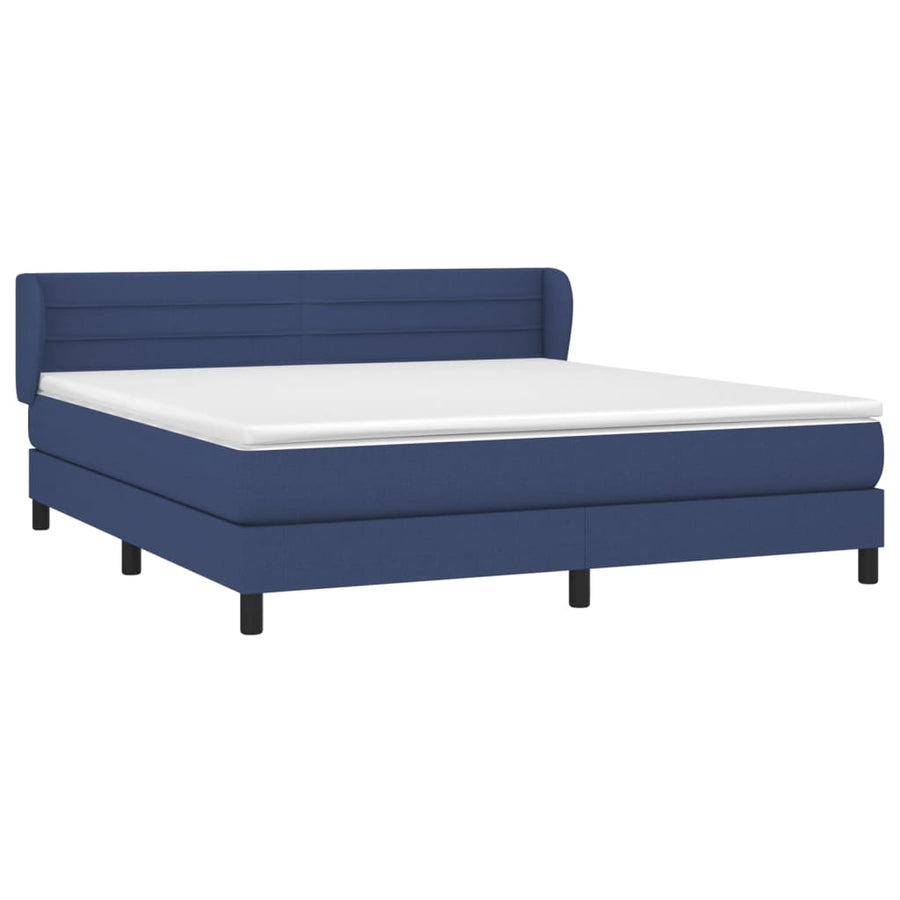 Boxspring Met Matras Stof Blauw 180X200 Cm Blauw 180 x 200 cm Horizontale strepen
