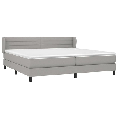 Boxspring Met Matras Stof Lichtgrijs 200 x 200 cm Horizontale strepen