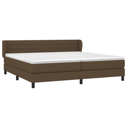 Boxspring Met Matras Stof Donkerbruin 200 x 200 cm Horizontale strepen