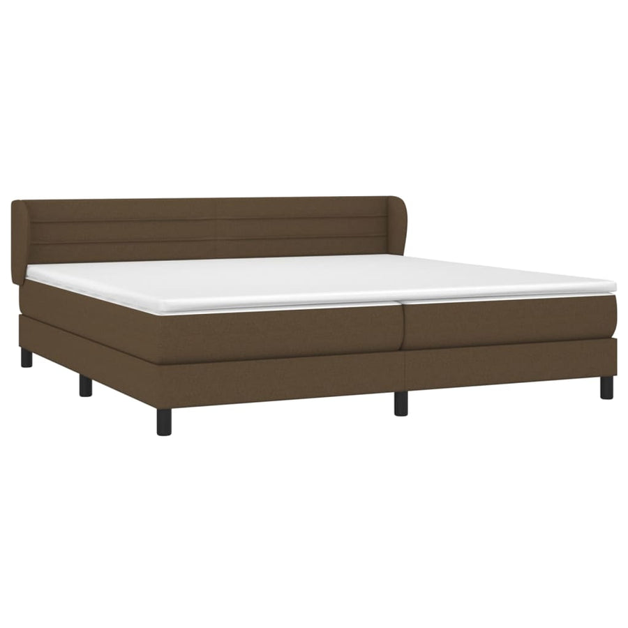 Boxspring Met Matras Stof Donkerbruin 200 x 200 cm Horizontale strepen