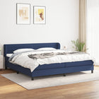 Boxspring Met Matras Stof Blauw 200 x 200 cm Horizontale strepen