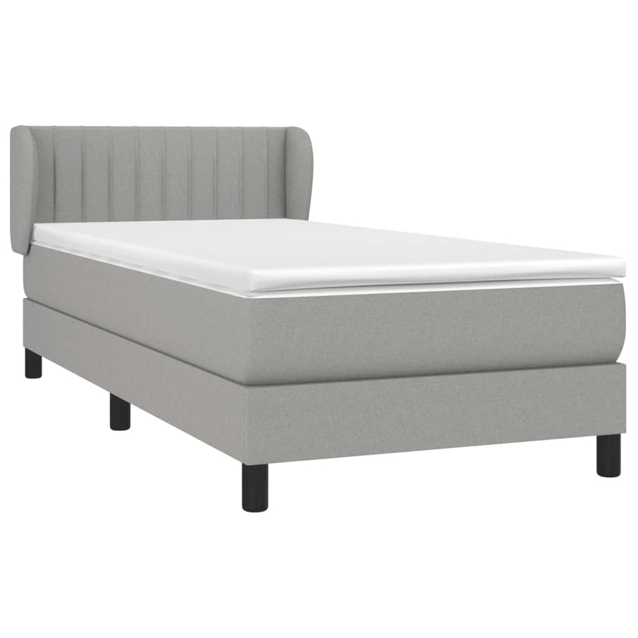 Boxspring Met Matras Stof Lichtgrijs 90 x 190 cm Verticale strepen