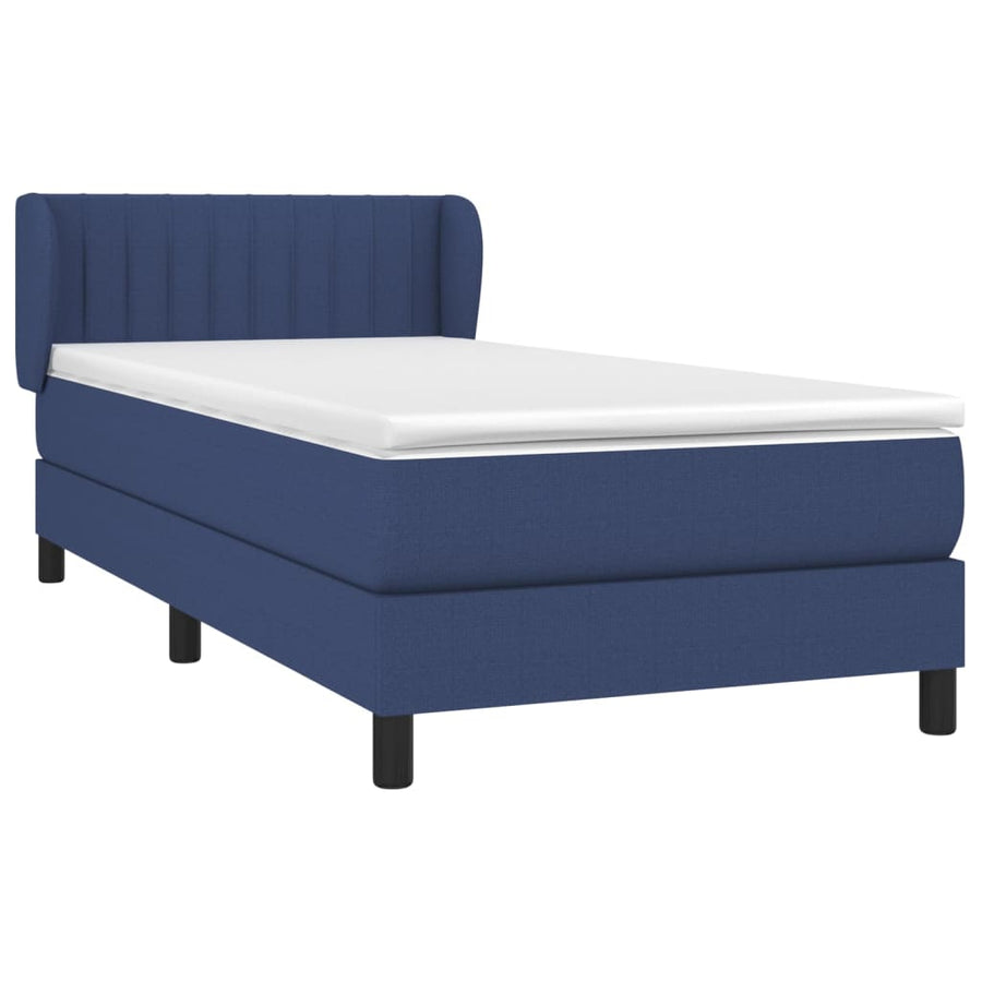 Boxspring Met Matras Stof Blauw 90 x 190 cm Verticale strepen