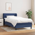 Boxspring Met Matras Stof Blauw 90 x 190 cm Verticale strepen