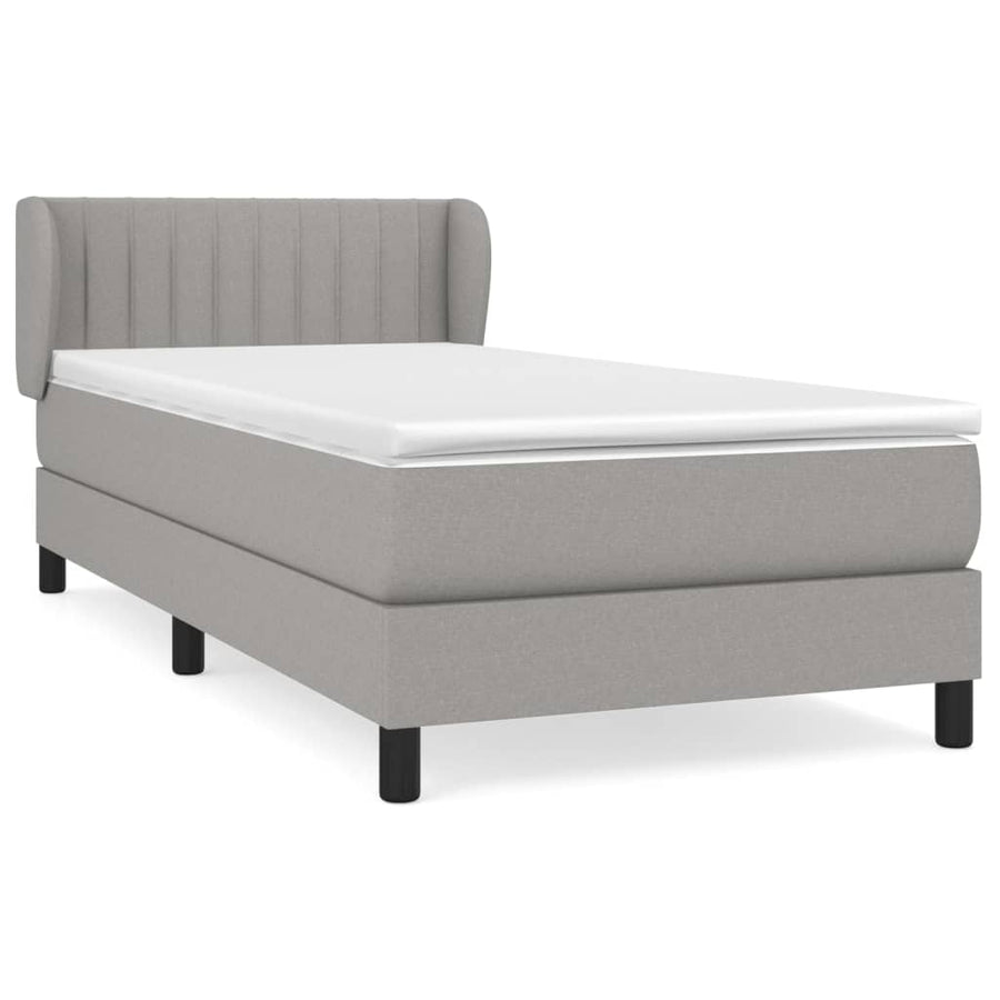 Boxspring Met Matras Stof Lichtgrijs 90 x 200 cm Verticale strepen
