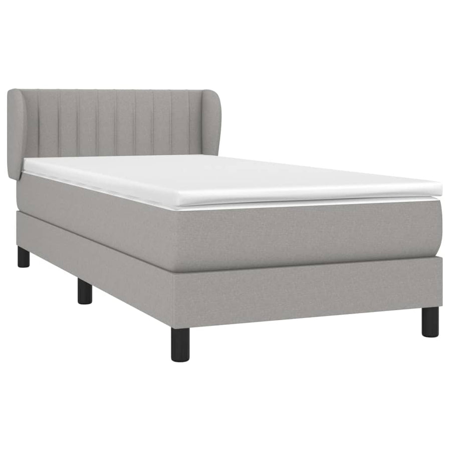 Boxspring Met Matras Stof Lichtgrijs 90 x 200 cm Verticale strepen