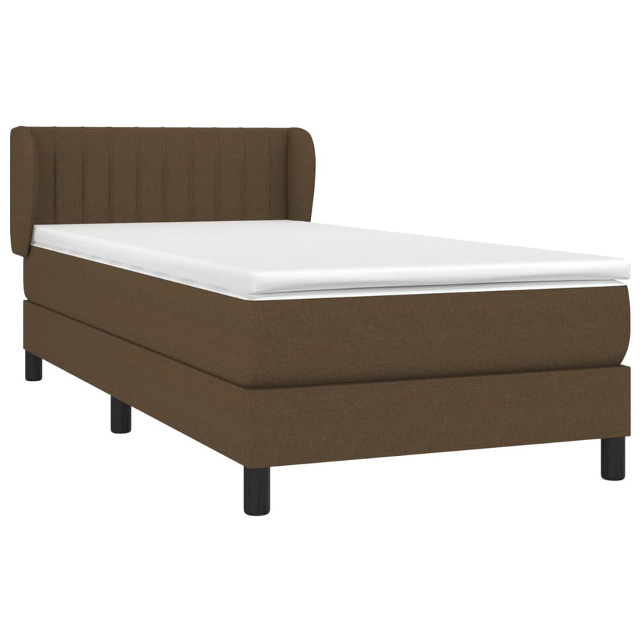 Boxspring Met Matras Stof Donkerbruin 90 x 200 cm Verticale strepen