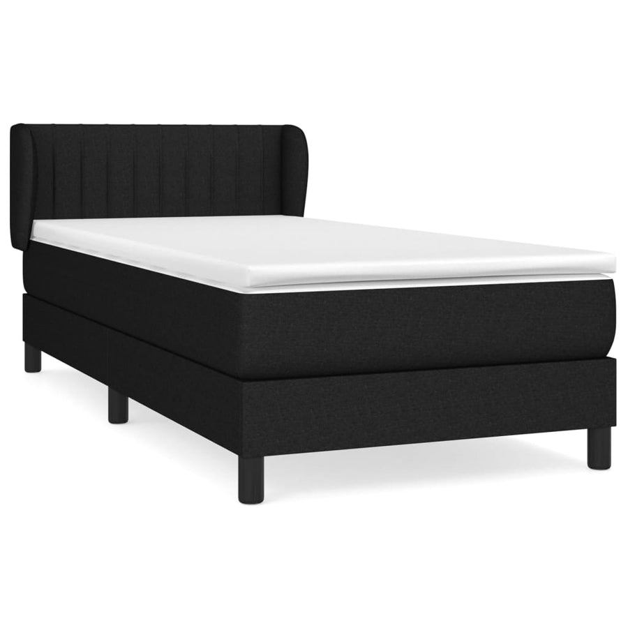 Boxspring Met Matras Stof Zwart 100 x 200 cm Verticale strepen
