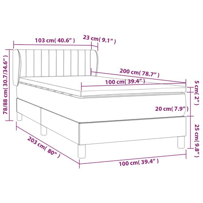 Boxspring met matras stof crèmekleurig 100x200 cm 100 x 200 cm Crème