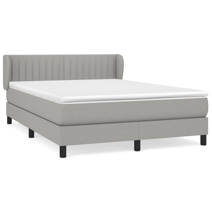 Boxspring Met Matras Stof Lichtgrijs 140 x 190 cm Verticale strepen