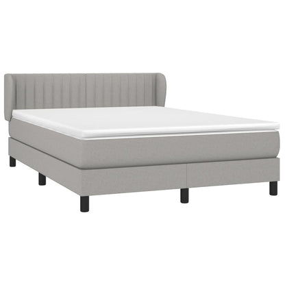 Boxspring Met Matras Stof Lichtgrijs 140 x 190 cm Verticale strepen
