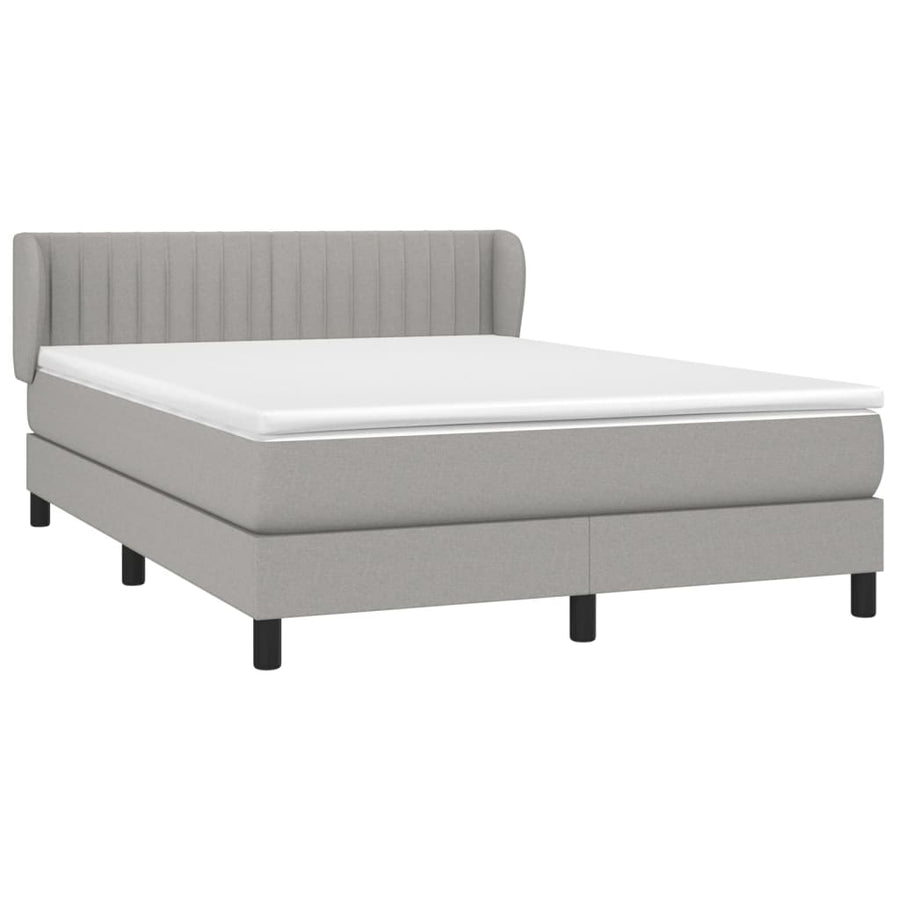 Boxspring Met Matras Stof Lichtgrijs 140 x 190 cm Verticale strepen