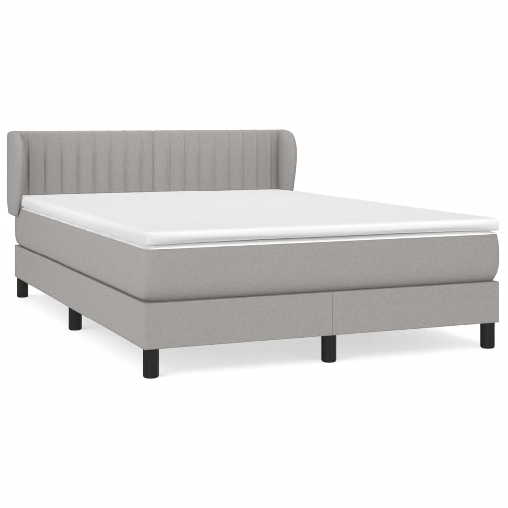 Boxspring Met Matras Stof Lichtgrijs 140 x 200 cm Verticale strepen